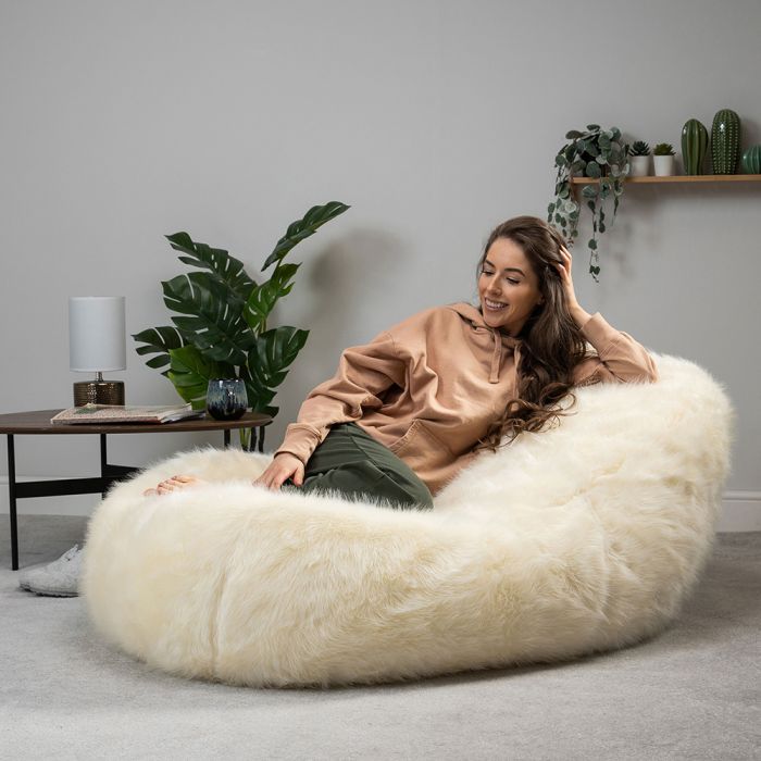 icon Faux Fur Dream Lounger Bean Bag Cream